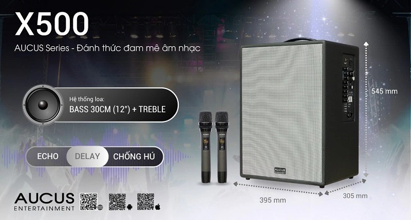 Loa xách tay Mini Karaoke Acnos AUCUS X500, công suất 500W